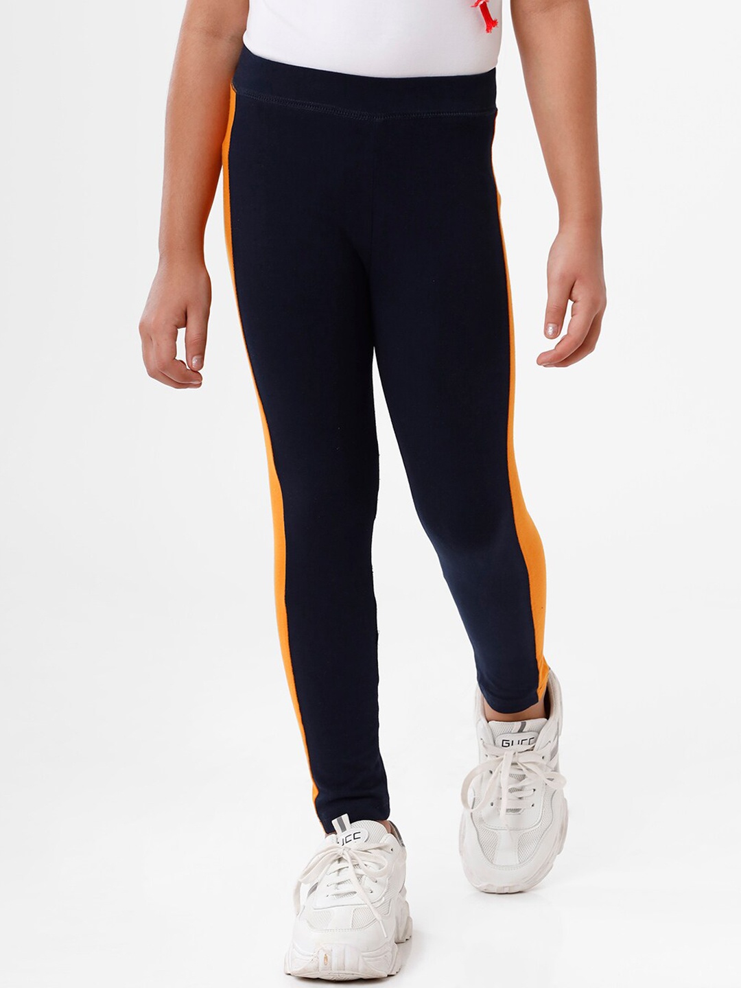 

De Moza Girls Navy Blue Solid Ankle Length Leggings