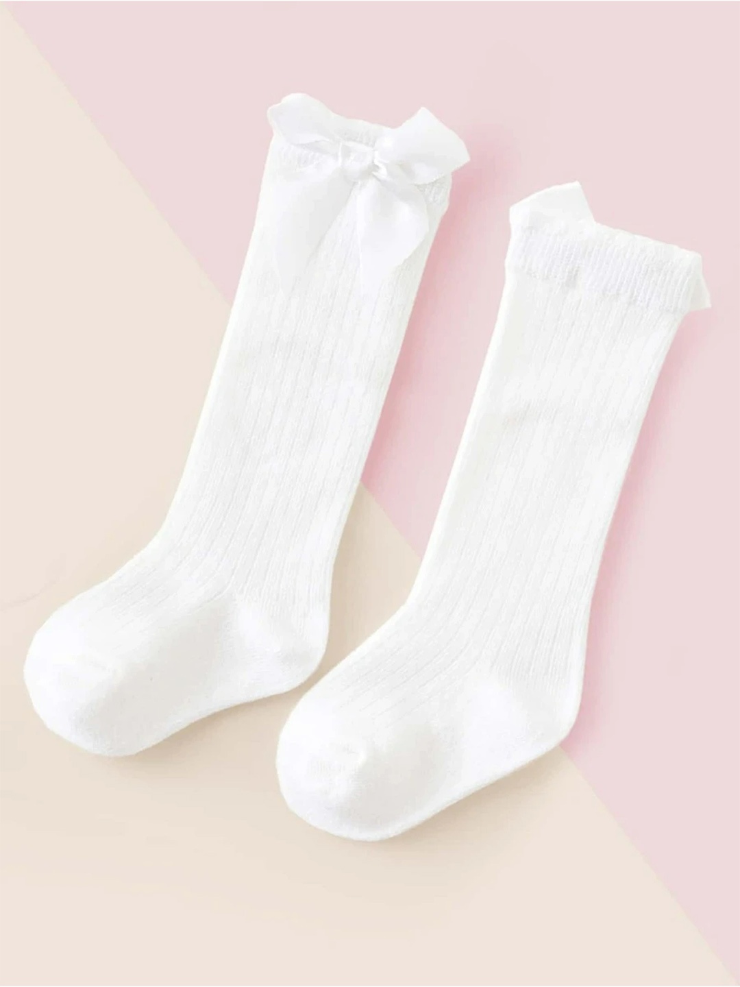 

EL REGALO Girls White Solid Calf-Length Socks