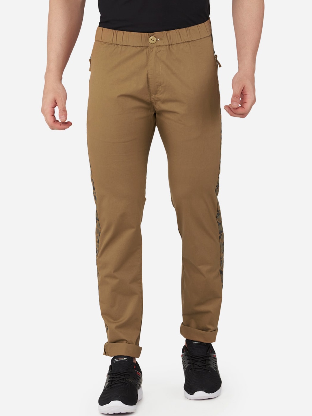 

beevee Men Khaki Solid Track Pants