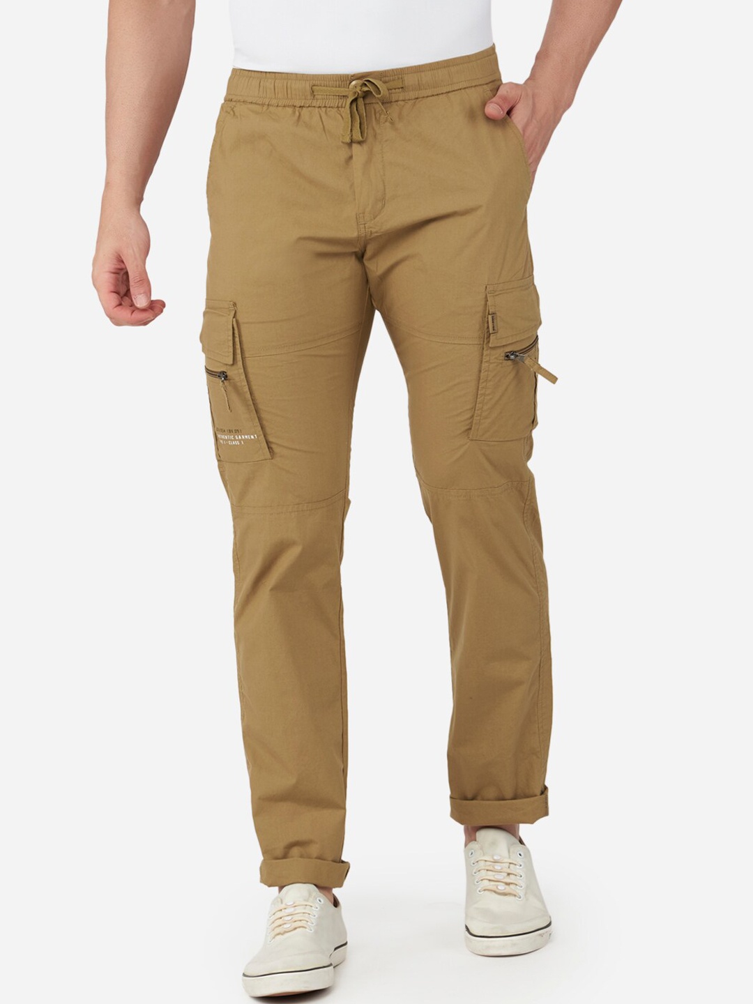 

beevee Men Khaki Solid Track Pants