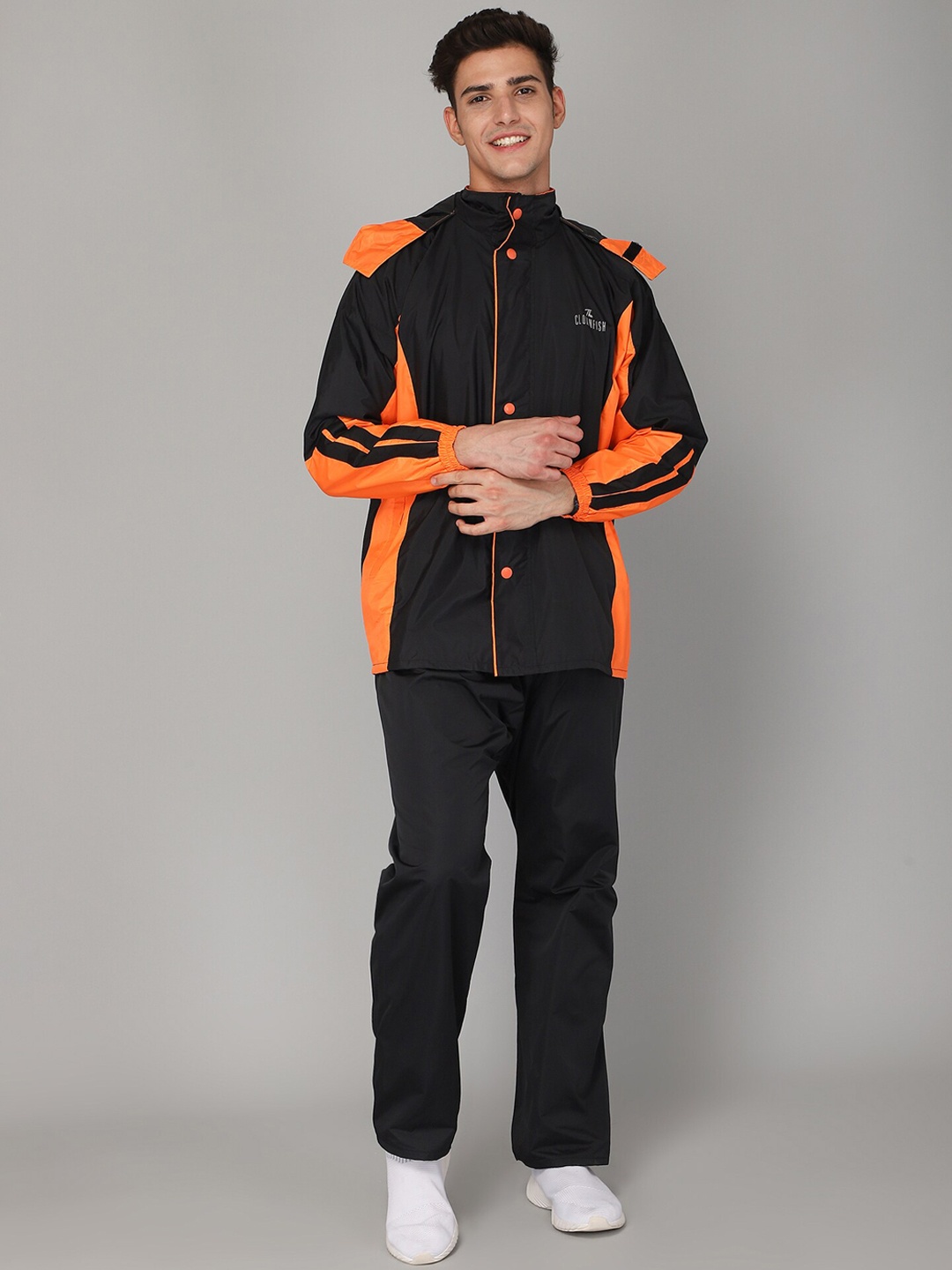 

THE CLOWNFISH Solomon Black Waterproof Double Layer Raincoat