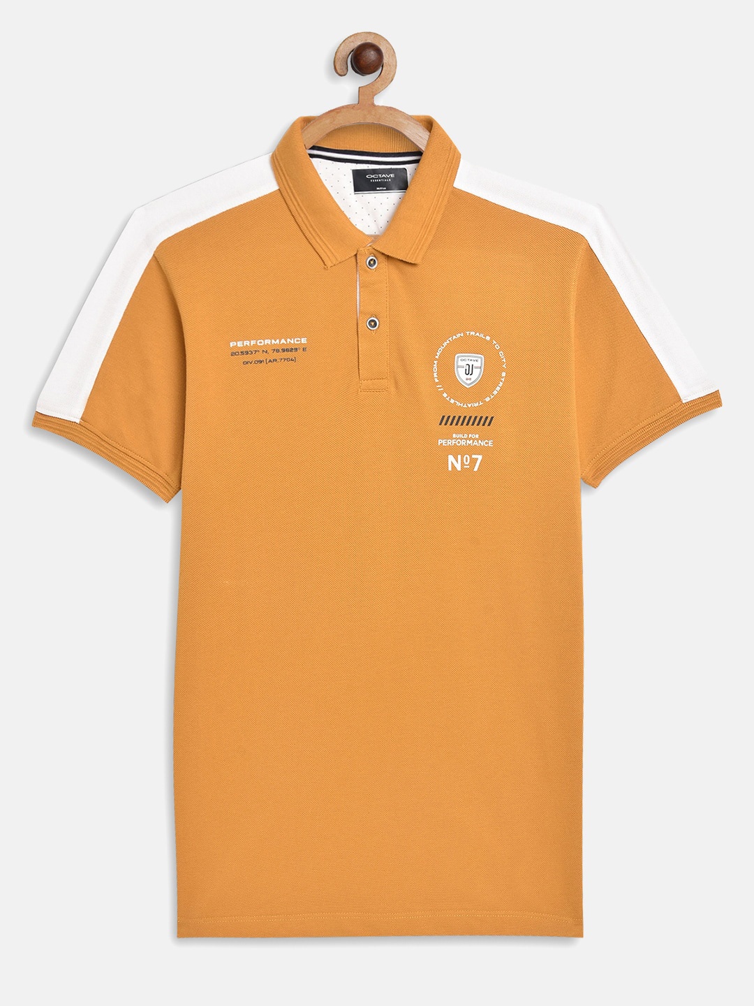 

Octave Boys Mustard Yellow Printed Polo Collar Cotton T-shirt