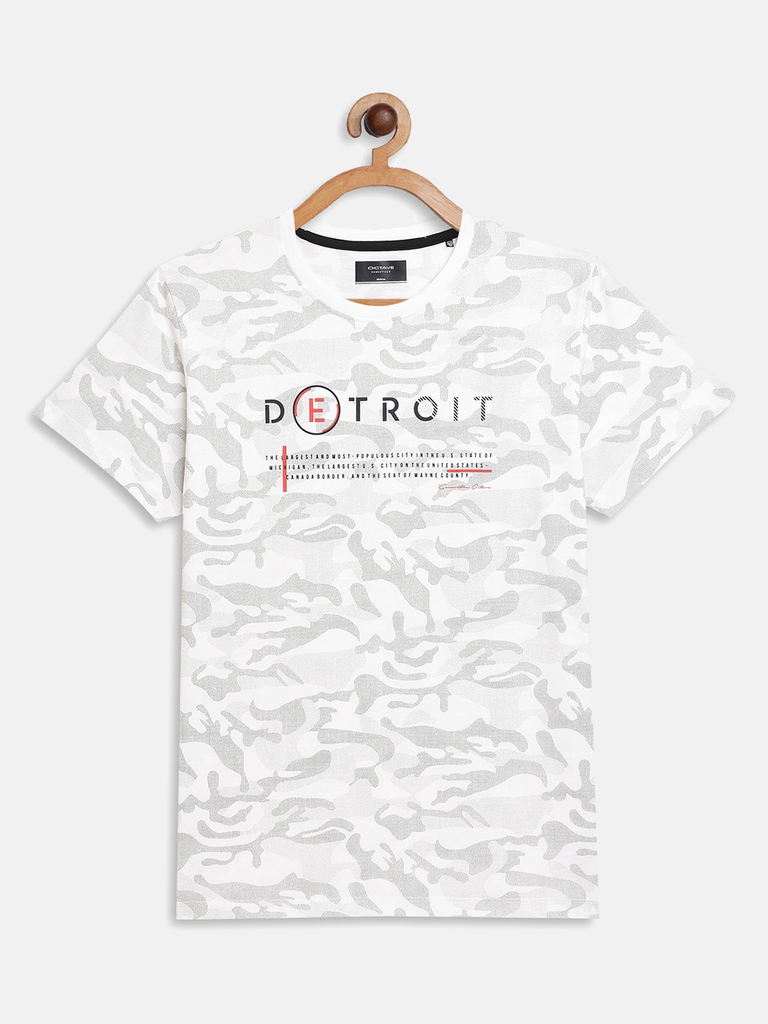 

Octave Boys White Printed T-shirt