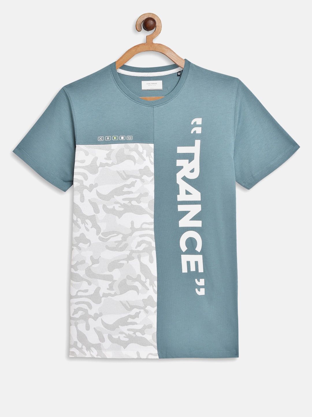 

Octave Boys Blue & White Camouflage Printed T-shirt