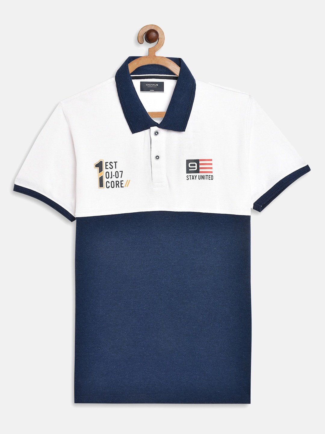 

Octave Boys Blue & White Colourblocked Polo Collar T-shirt