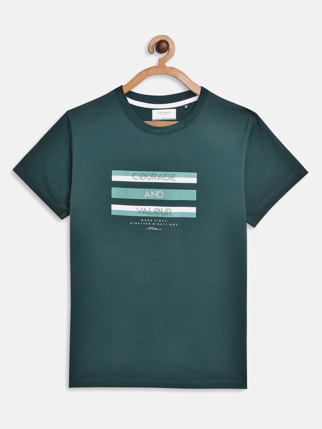 

Octave Boys Green Typography Printed T-shirt