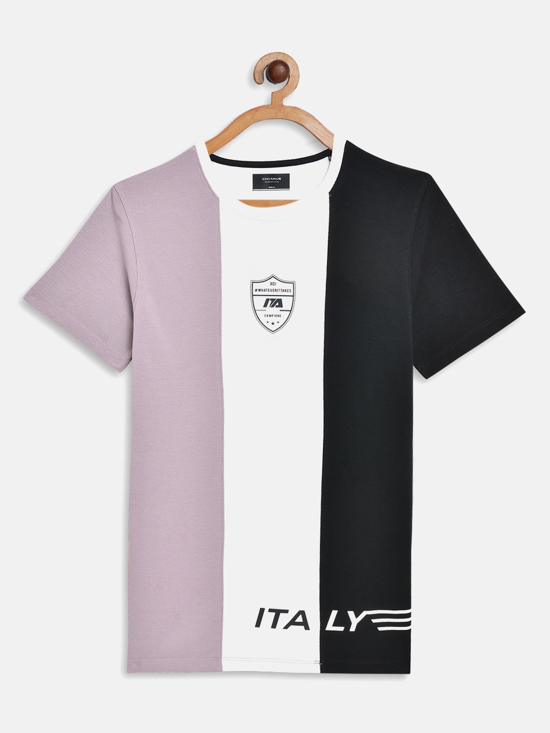 

Octave Boys Lavender & Black Colourblocked Cotton T-shirt