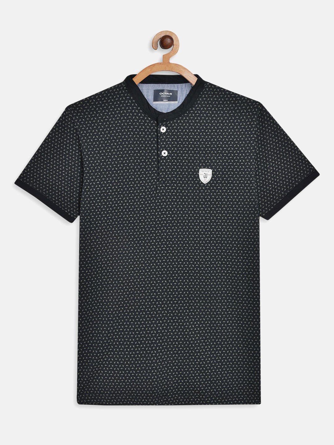 

Octave Boys Navy Blue Printed Mandarin Collar T-shirt