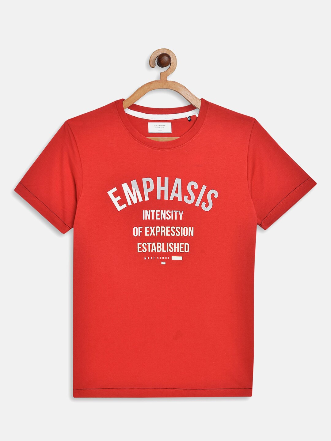 

Octave Boys Red Typography Printed T-shirt