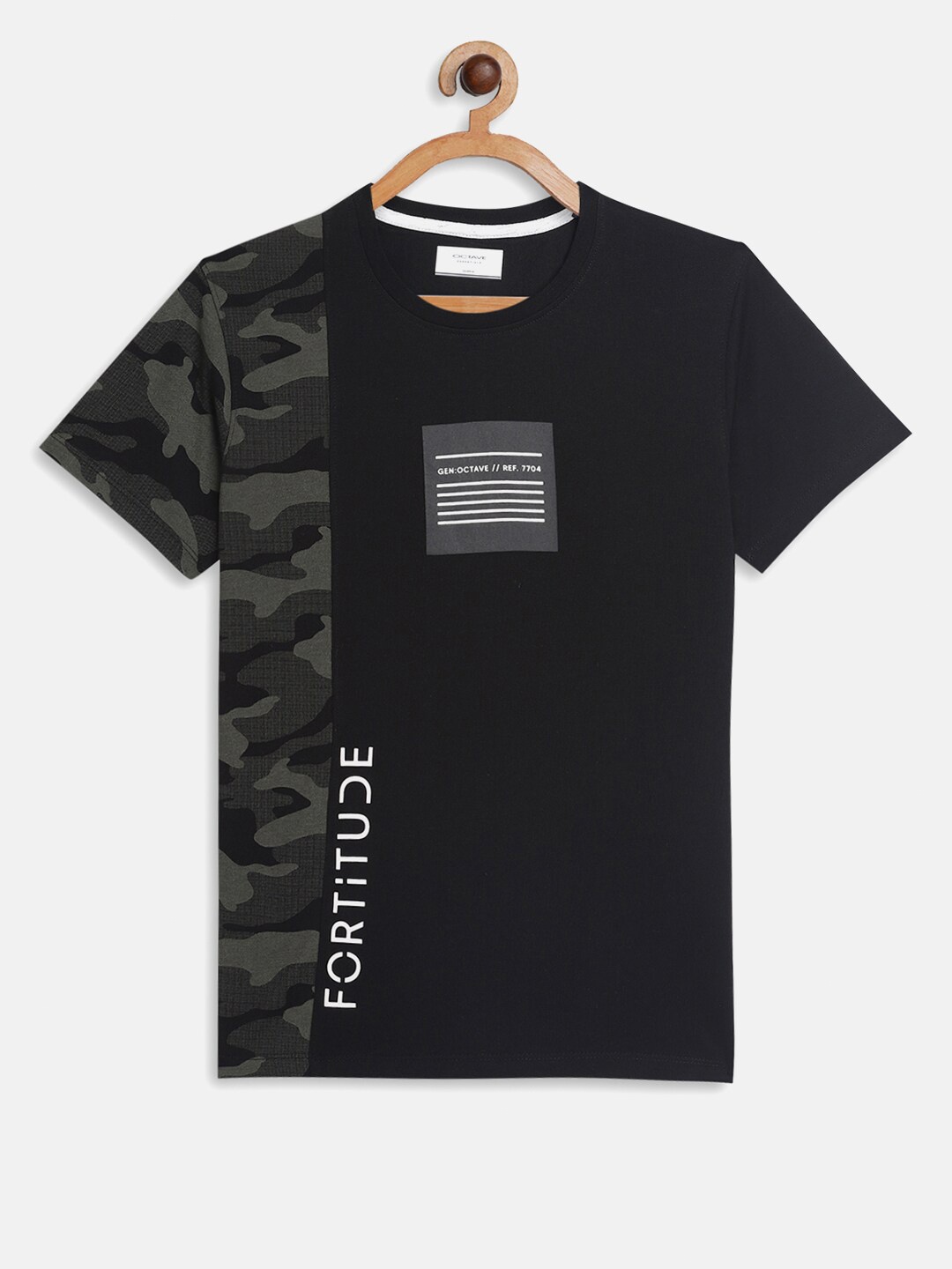 Octave Boys Black Camouflage T-shirt