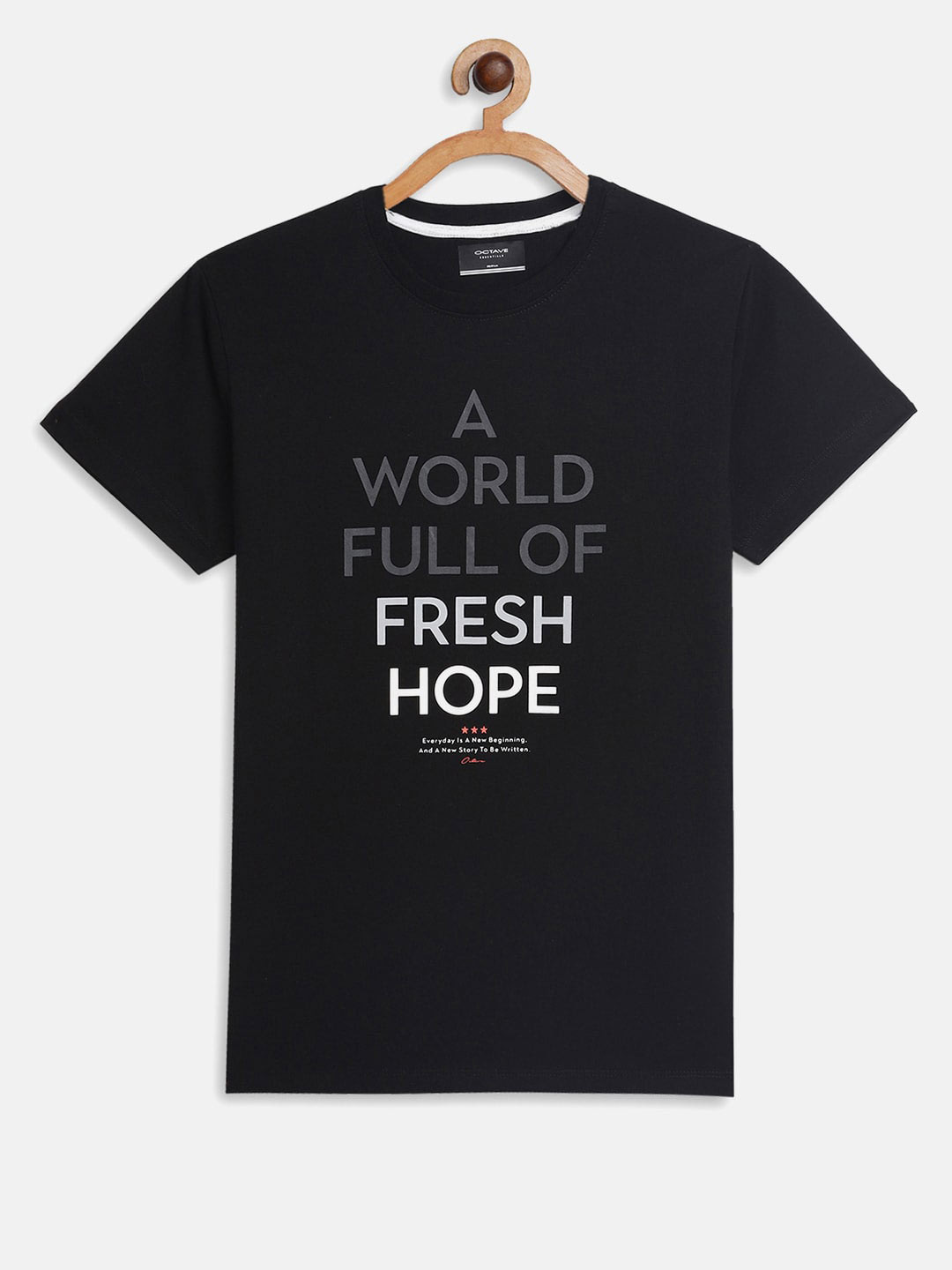 

Octave Boys Black Typography Printed Cotton T-shirt