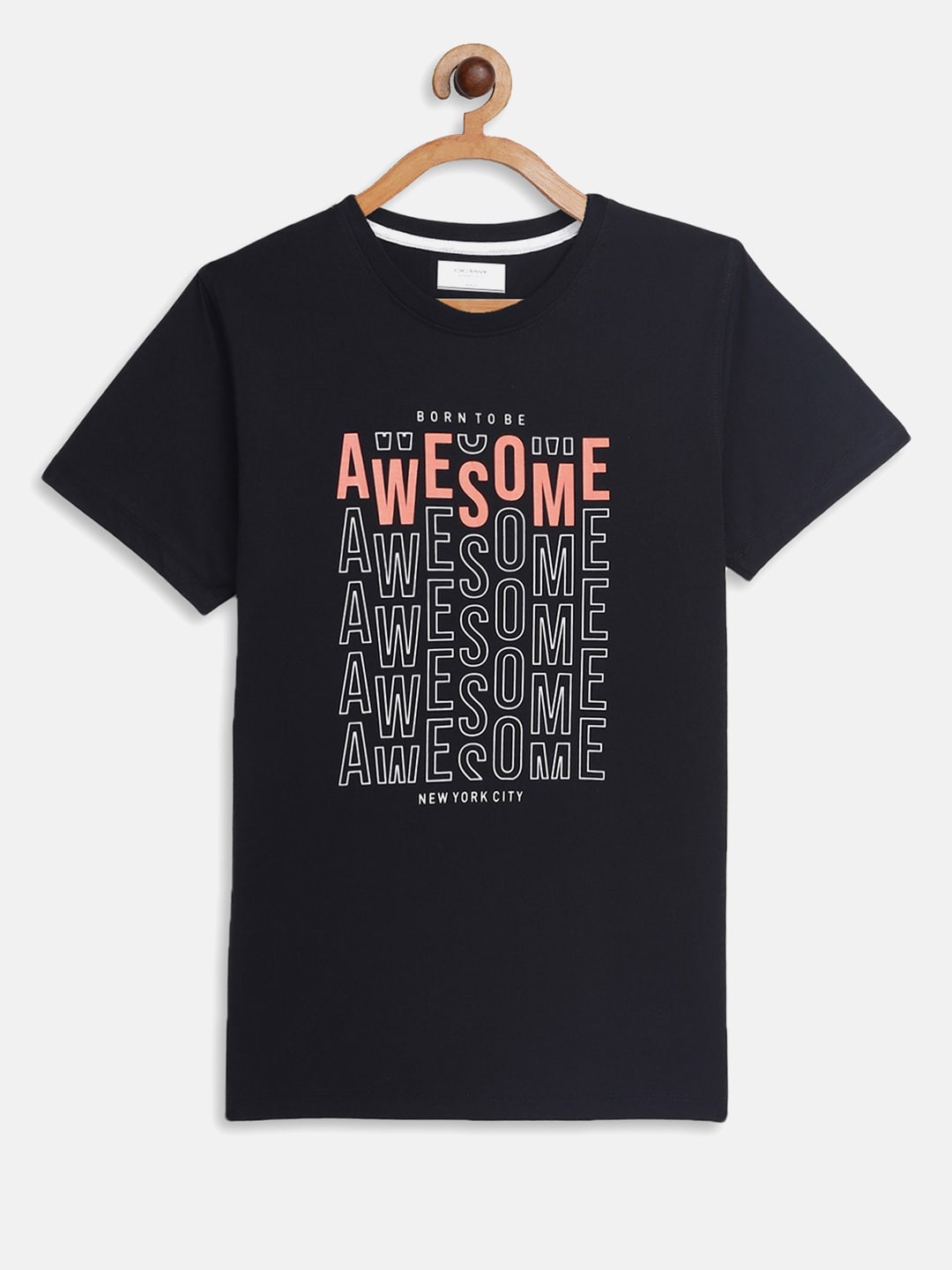 

Octave Boys Navy Blue Typography Printed T-shirt