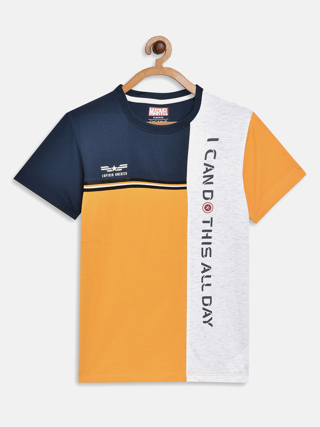 

Octave Boys Blue & Orange Captain America Printed Cotton T-shirt
