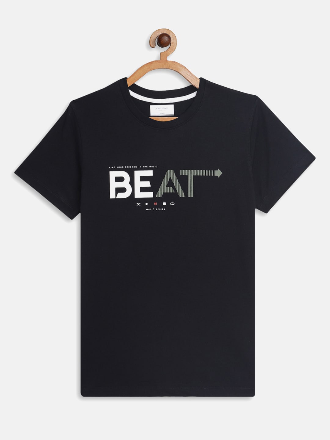 

Octave Boys Navy Blue Typography Printed T-shirt