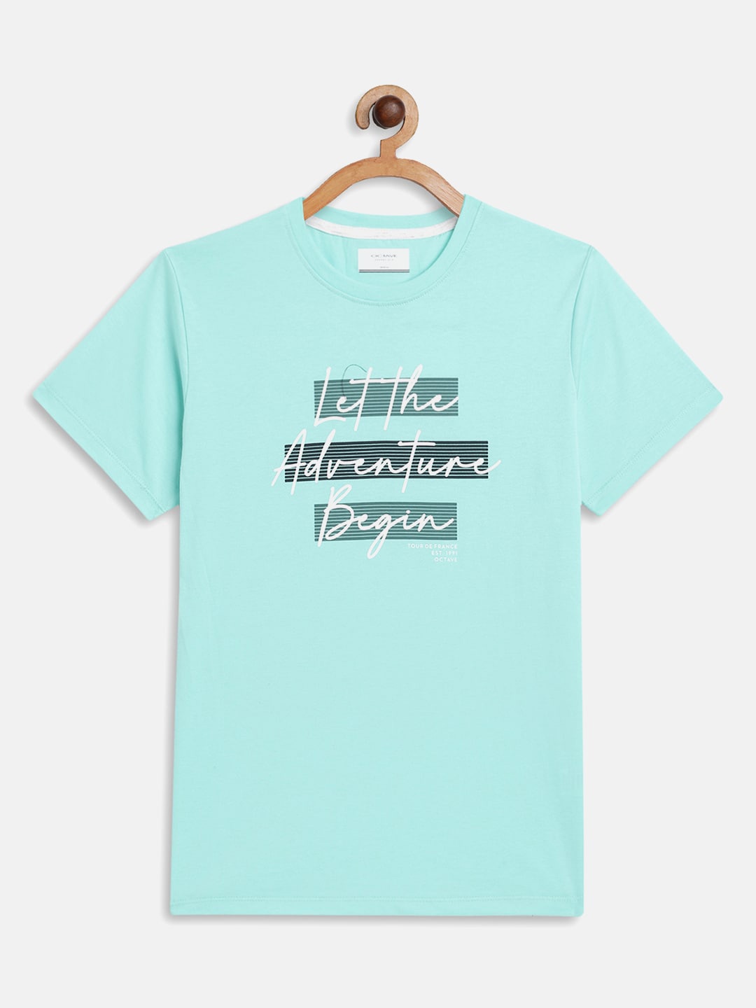 

Octave Boys Green Typography Printed Applique T-shirt