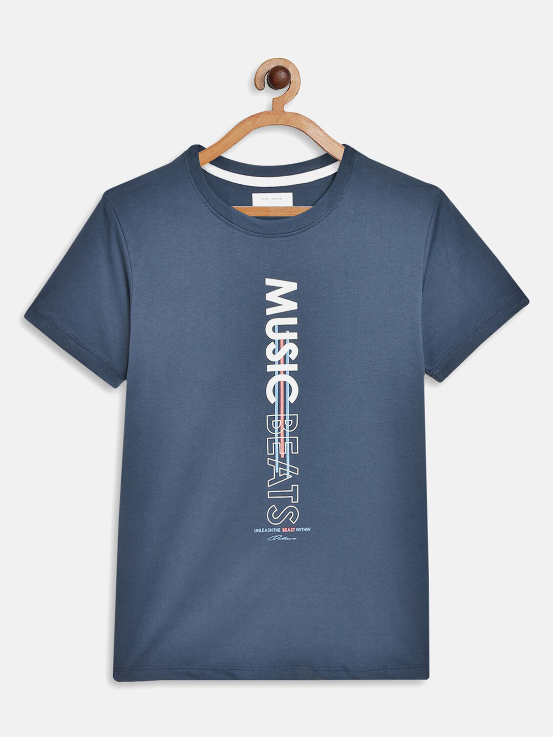 

Octave Boys Blue Typography Printed Cotton T-shirt
