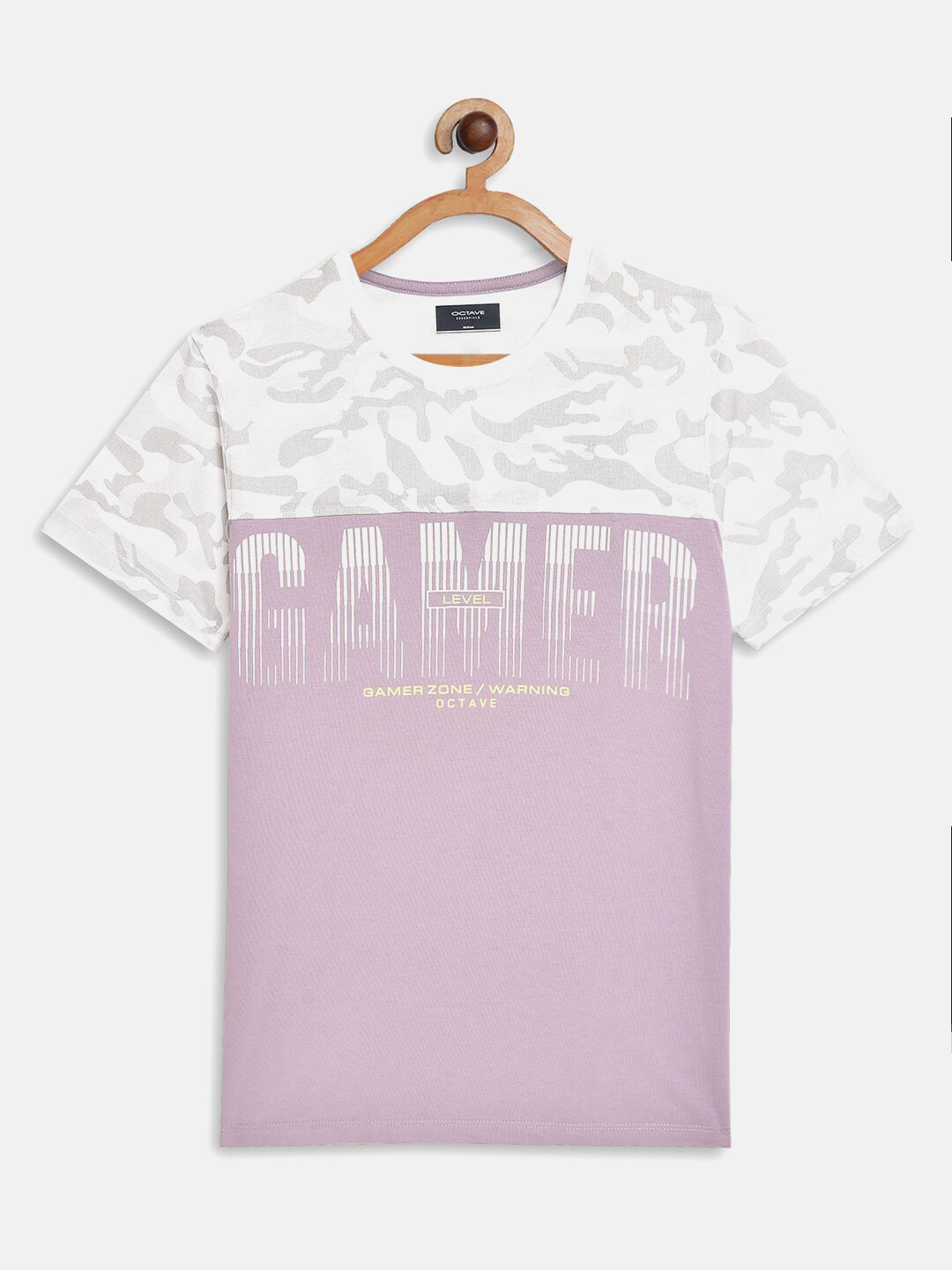 

Octave Boys Purple & White Printed T-shirt
