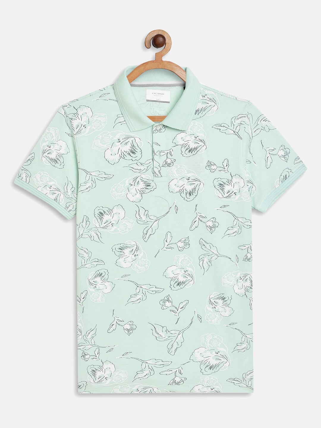 

Octave Boys Sea Green Printed Polo Collar Cotton T-shirt