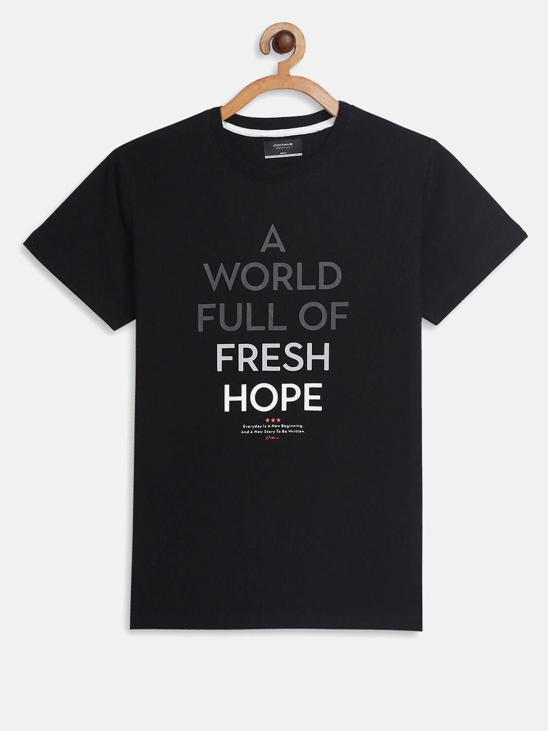 

Octave Boys Black Typography Printed Regular Fit Cotton T-shirt
