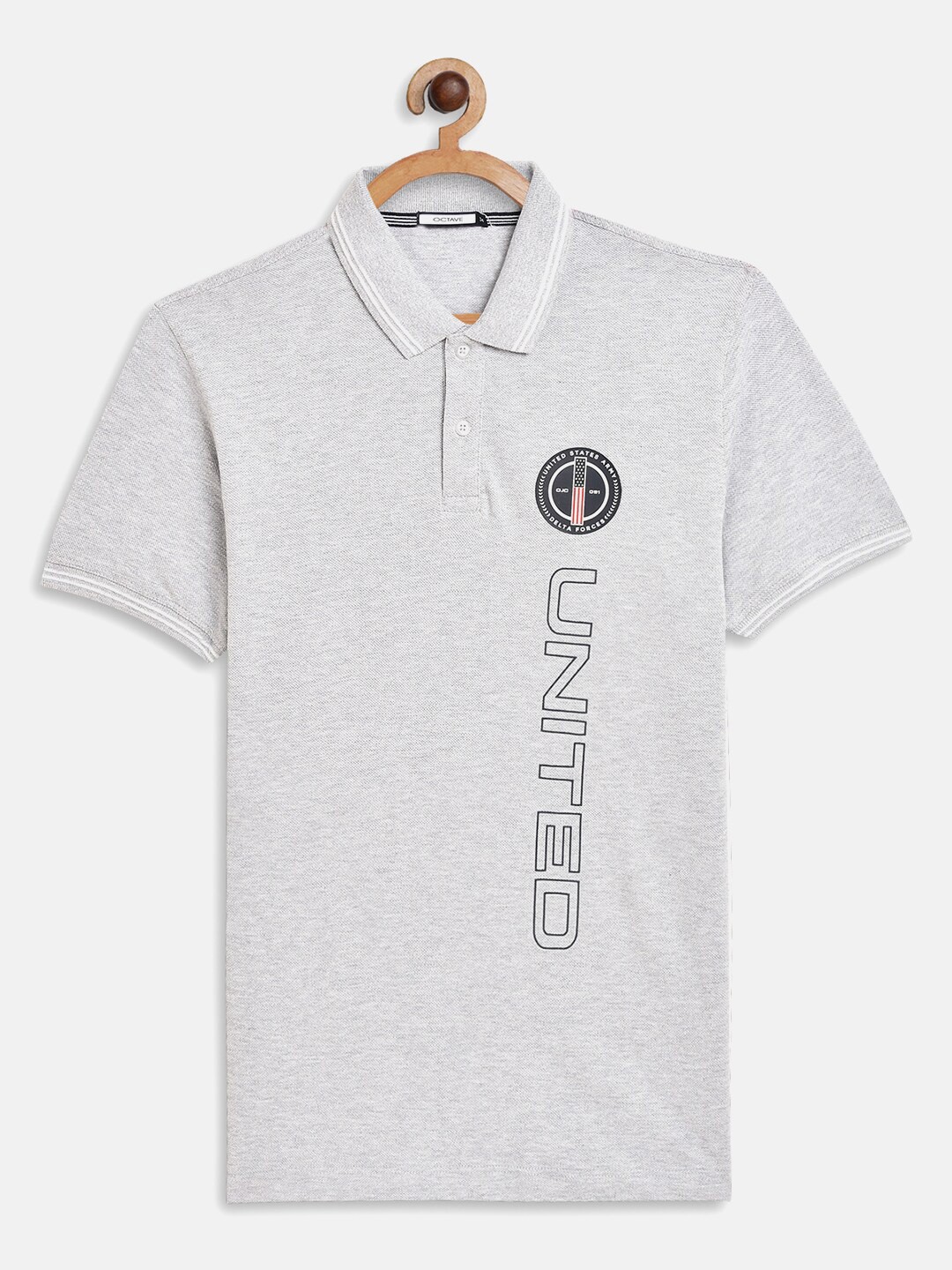 

Octave Boys Grey Typography Polo Collar Applique T-shirt