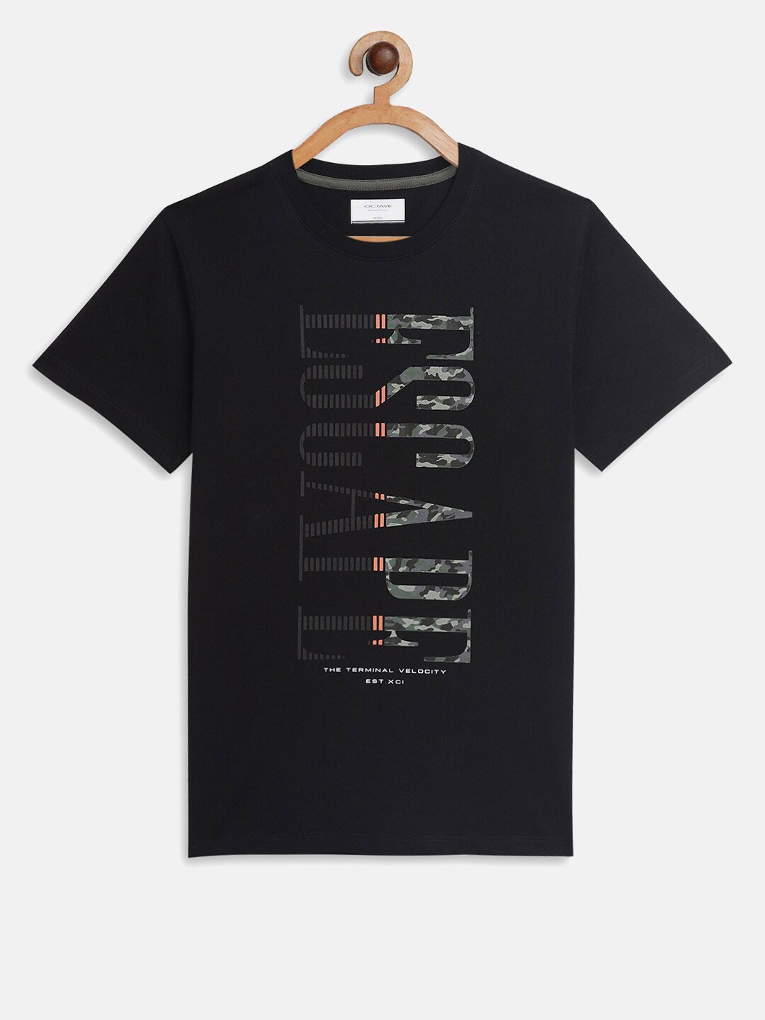 

Octave Boys Black Typography Printed Cotton T-shirt