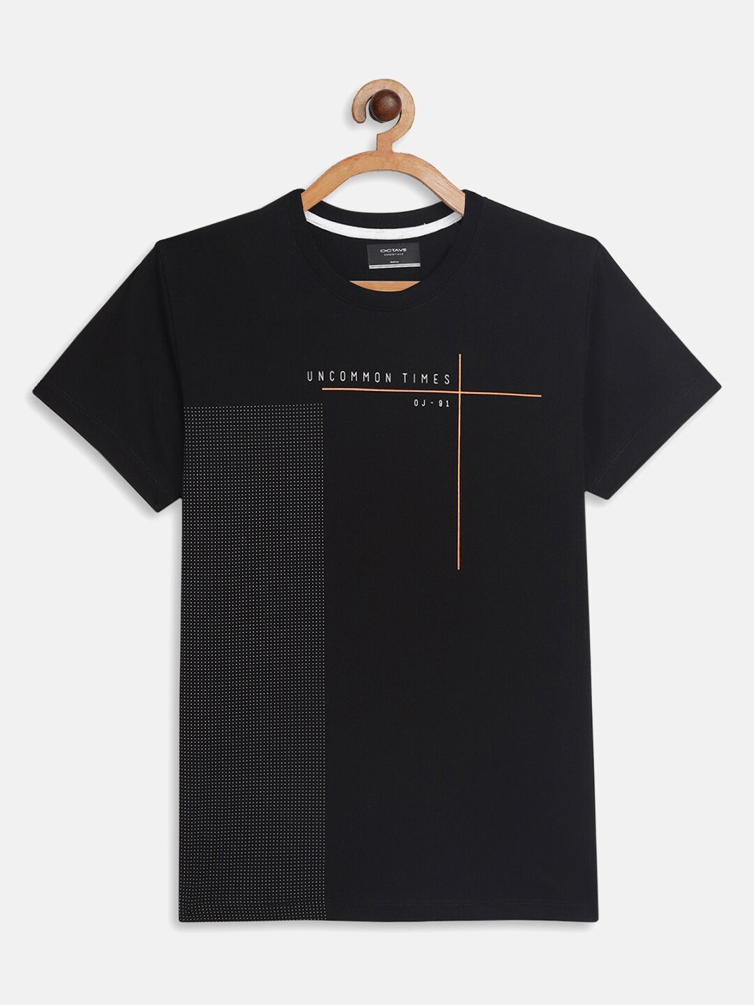 

Octave Boys Black Printed T-shirt