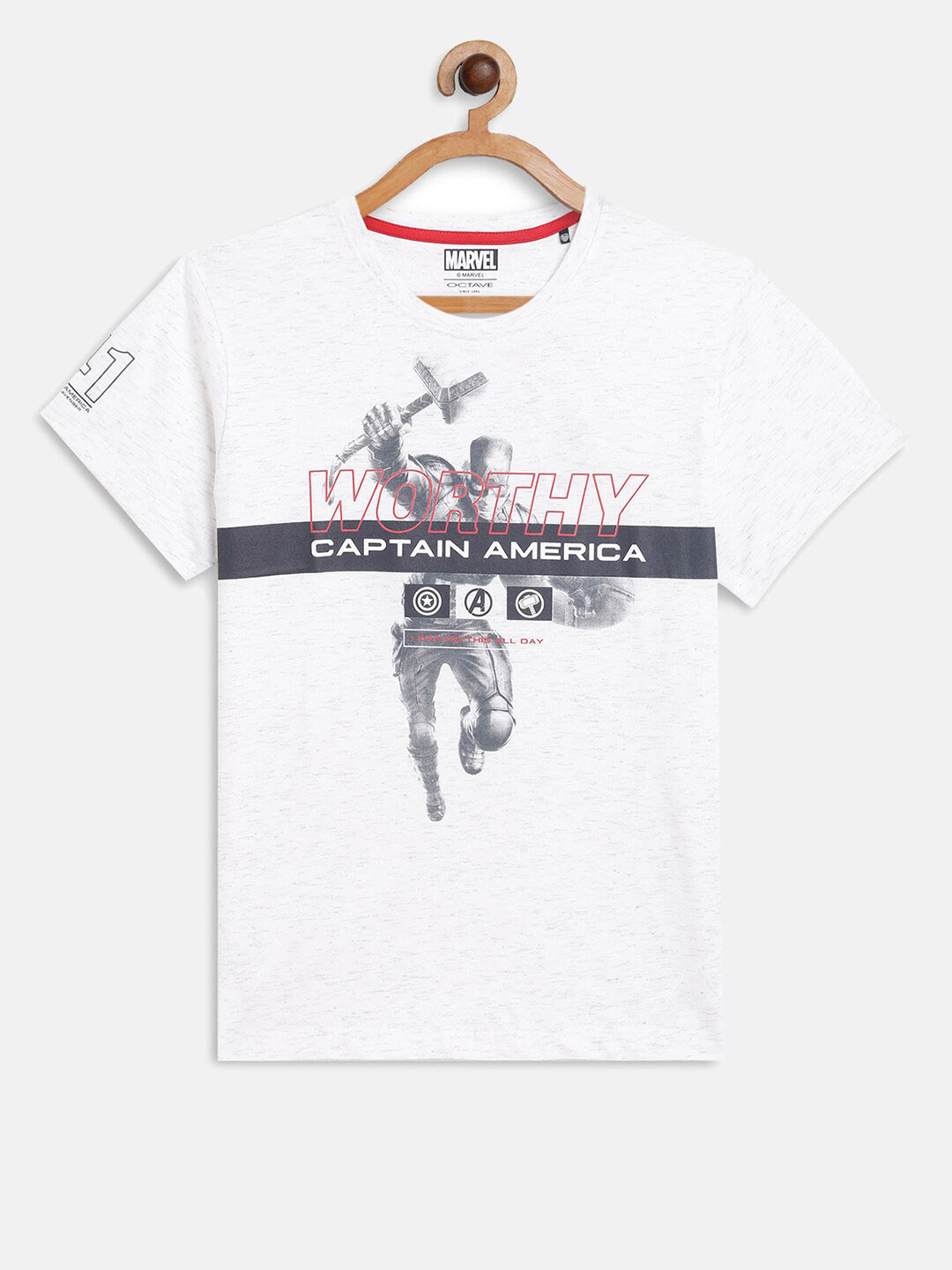 

Octave Boys White & Grey Printed T-shirt