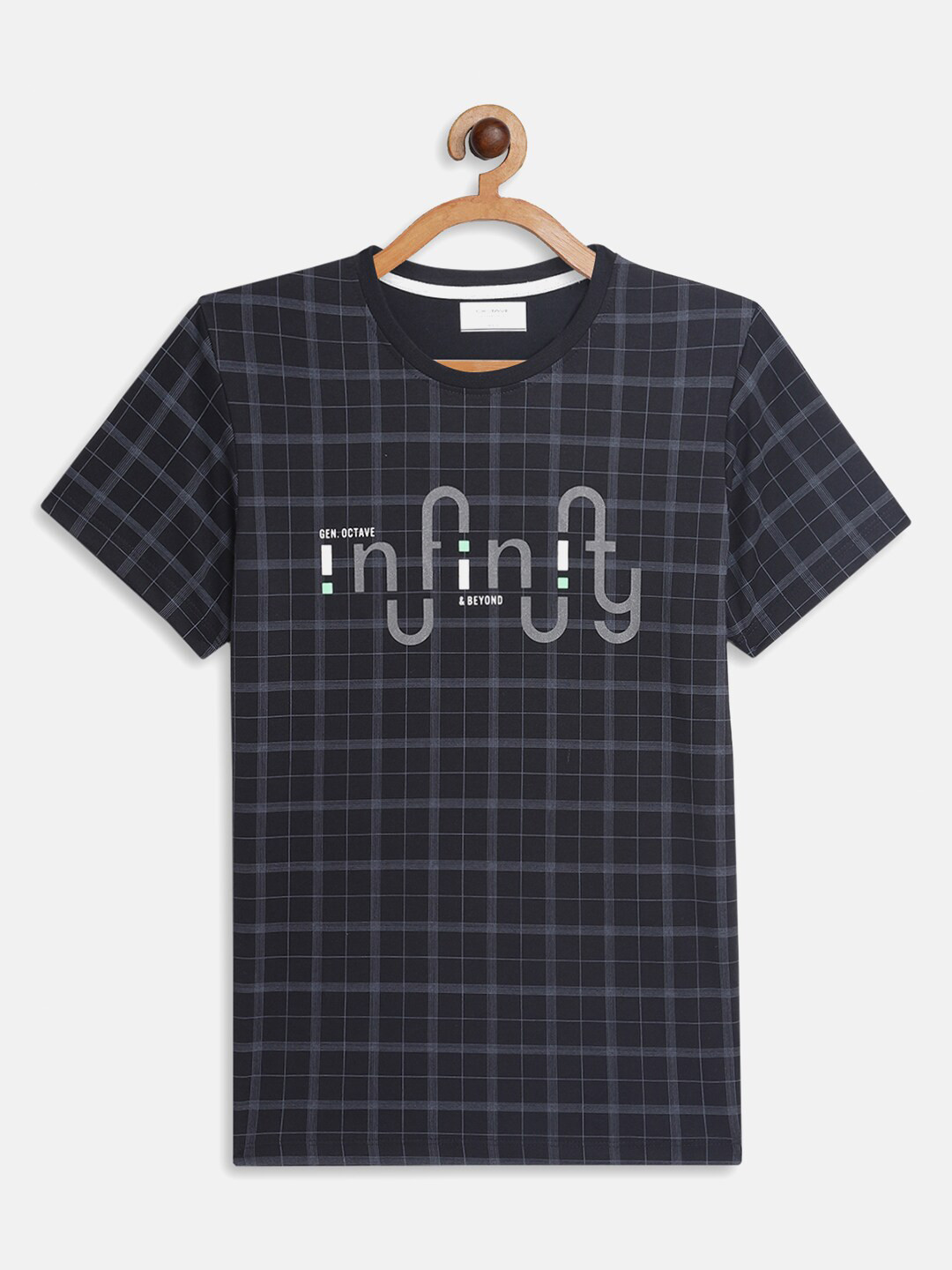 

Octave Boys Navy Blue Checked T-shirt