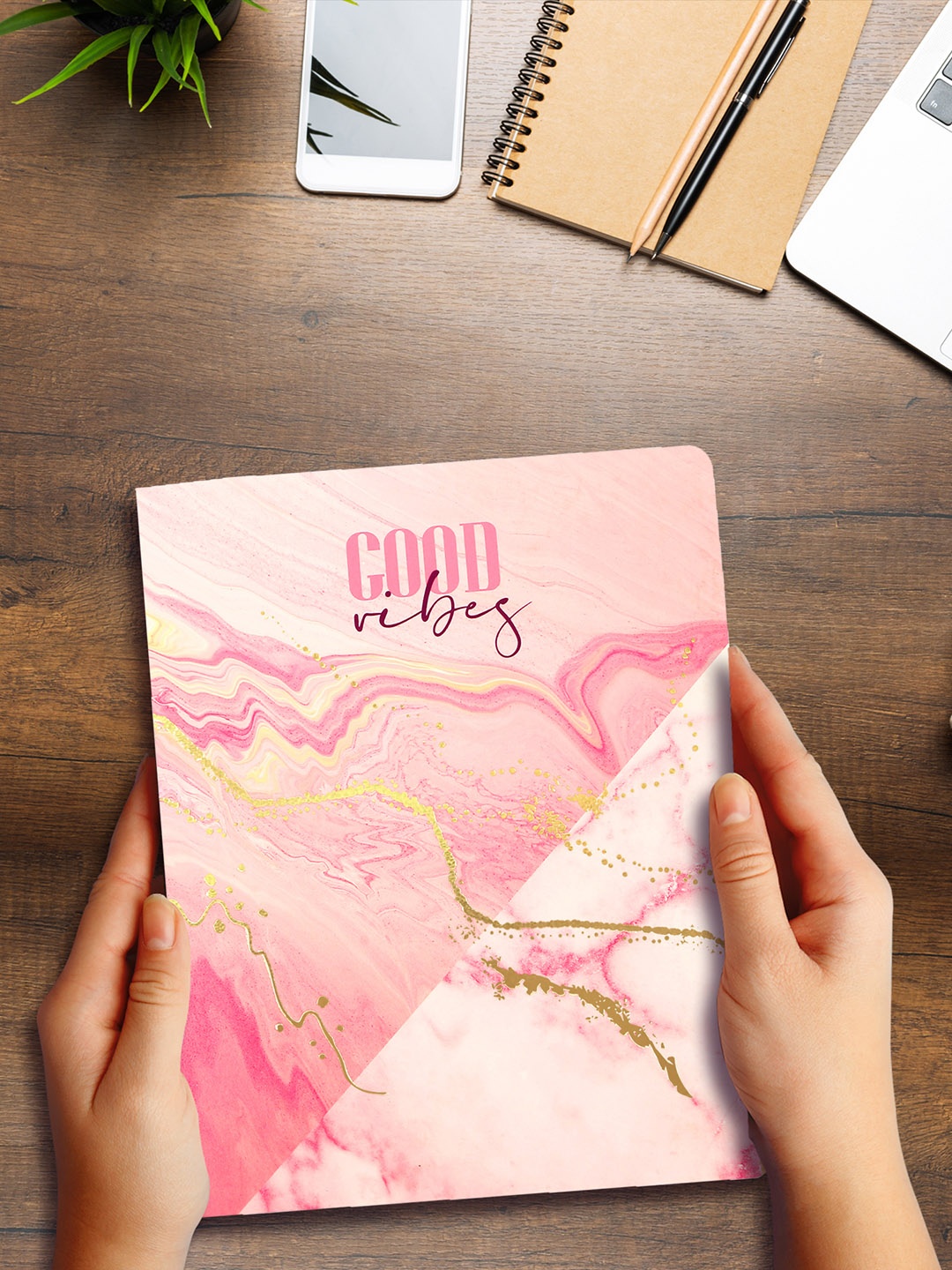 

Doodle Pink & White Good Vibes Printed Study Planner, Multi
