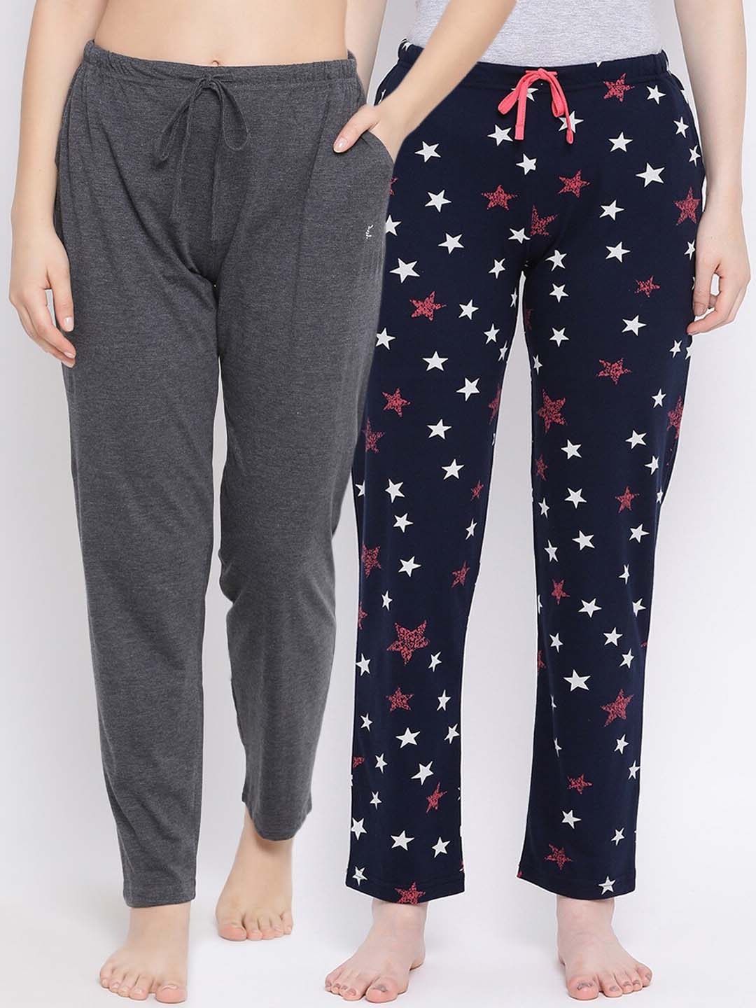 

Kanvin Women Pack Of 2 Pure Cotton Lounge Pants, Charcoal