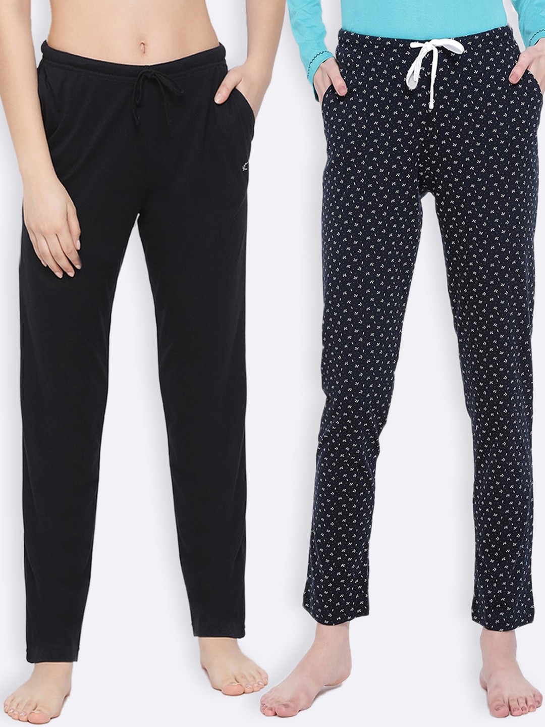 

Kanvin Women Pack Of 2 Pure Cotton Lounge Pants, Black