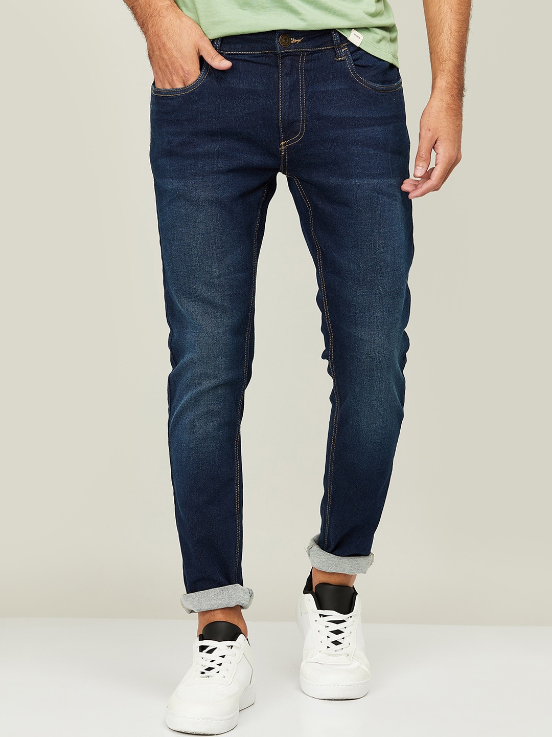 

Forca by Lifestyle Men Blue Skinny Fit Mid Rise Light Fade Cotton Jeans