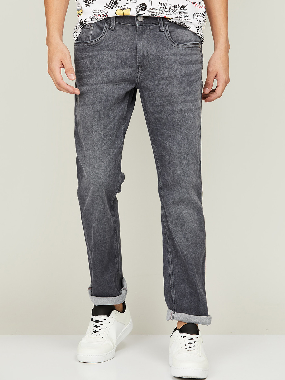 

Forca by Lifestyle Men Grey Slim Fit Heavy Fade Jeans