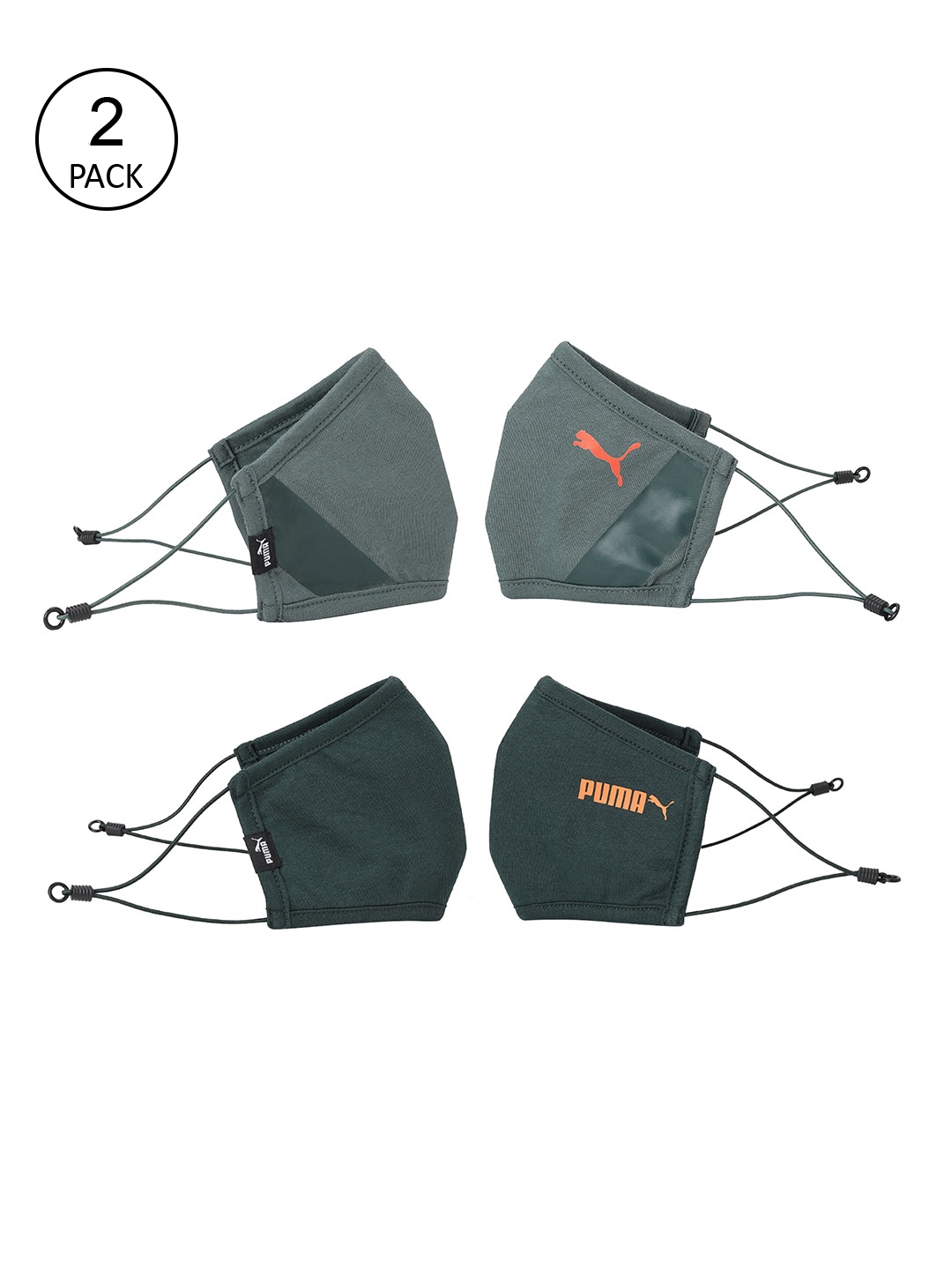 

Puma Pack of 2 Green & Orange Reusable Face Mask