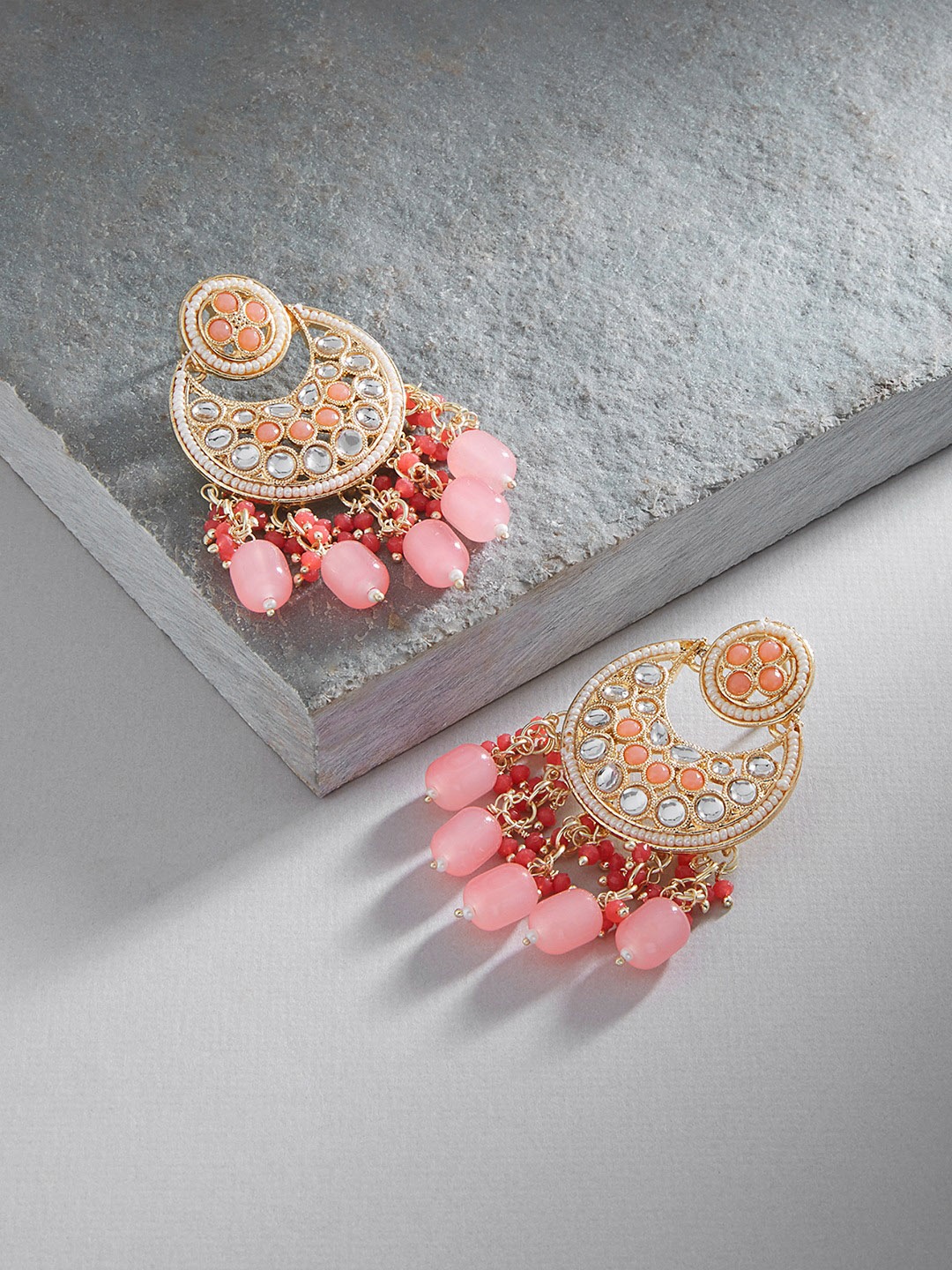 

Zaveri Pearls Pink Contemporary Drop Earrings