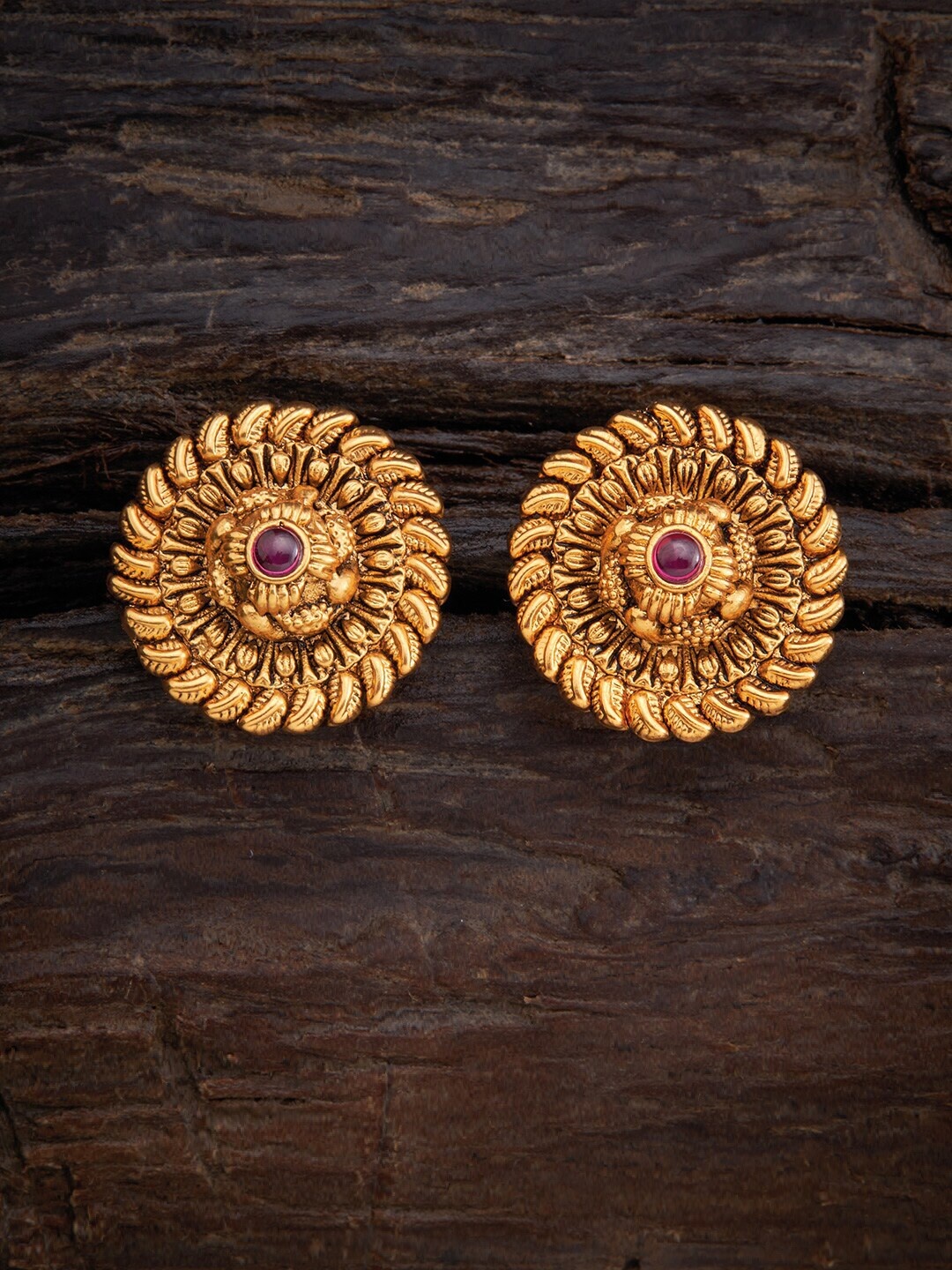 

Kushal's Fashion Jewellery Red Circular Studs Earrings