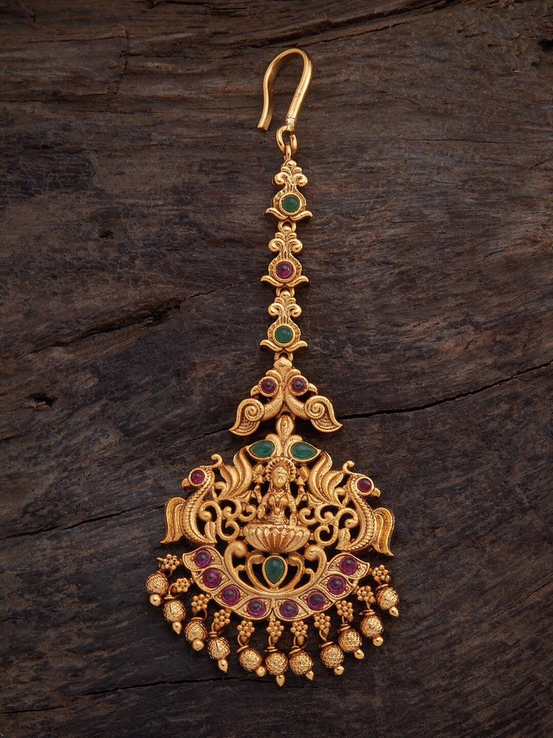 

Kushal's Fashion Jewellery Women Red & Green Studded Maangtikka