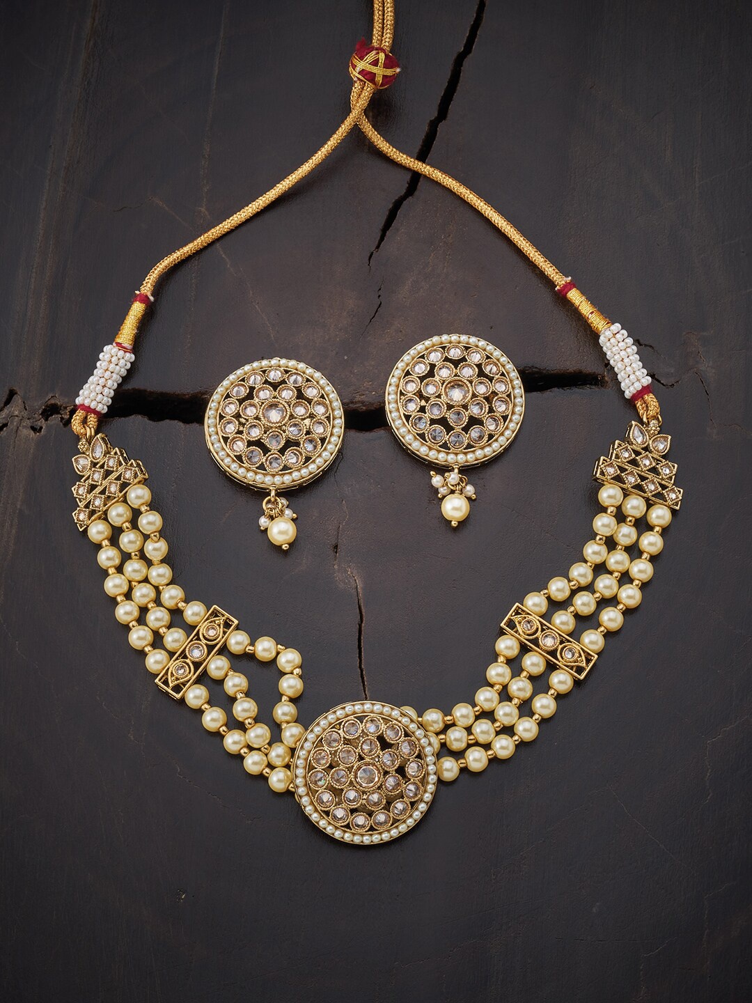 

Kushal's Fashion Jewellery Champagne Gold-Plated Layered Necklace Set