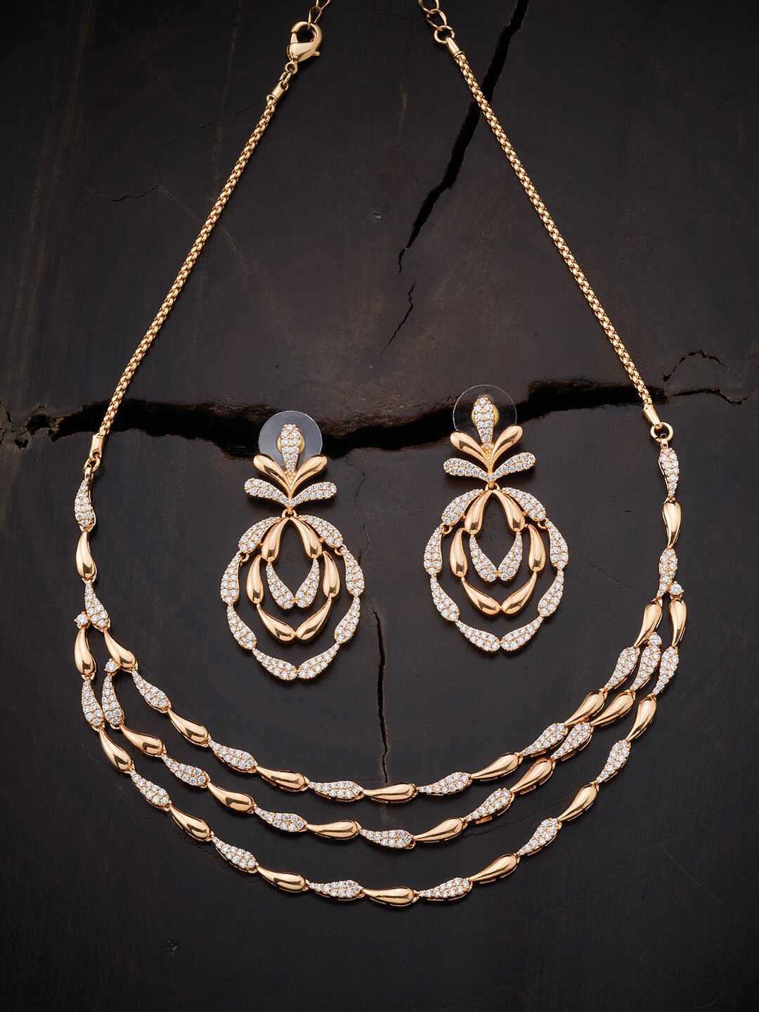 

Kushal's Fashion Jewellery White Gold-Plated Layered Necklace