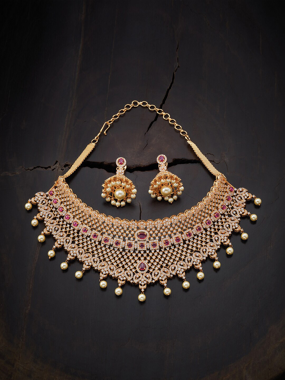 

Kushal's Fashion Jewellery Red Gold-Plated Choker Necklace