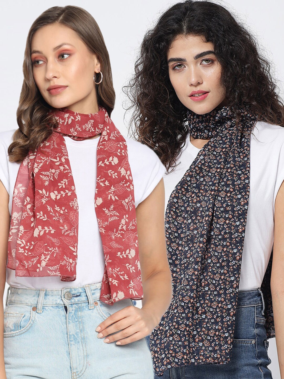 

Trend Arrest Women Pack of 2 Printed Scarves, Pink