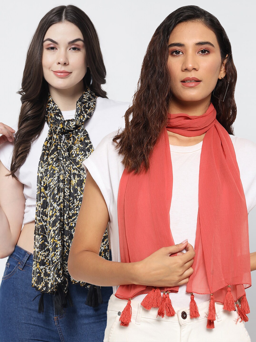 

Trend Arrest Pack of 2 Pink & Black Printed Scarf