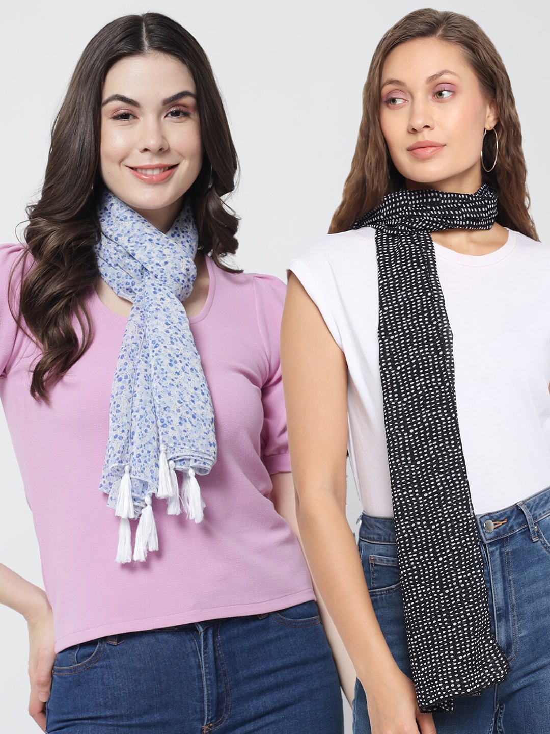 

Trend Arrest Pack of 2 Blue & White Printed Scarf