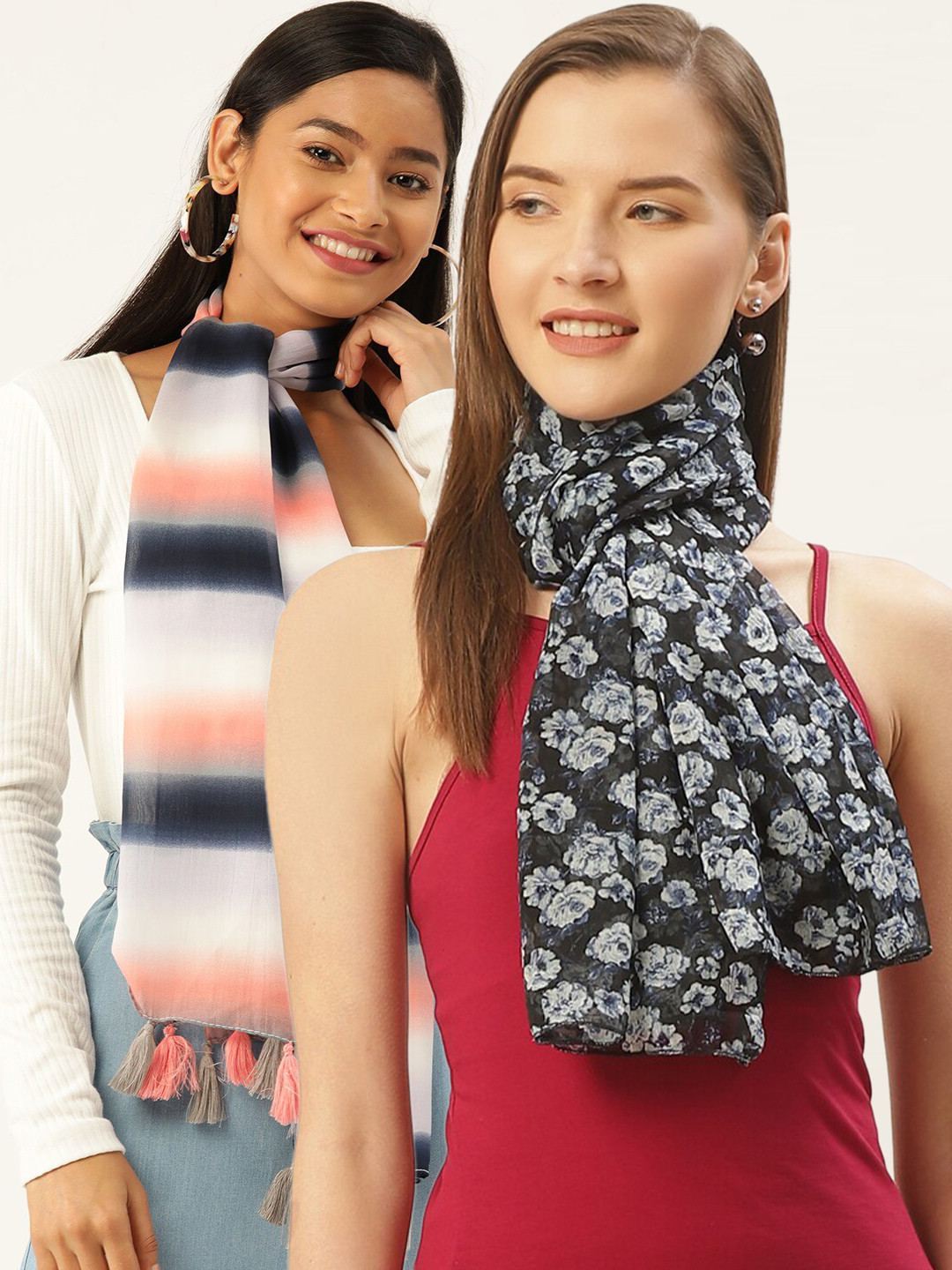 

Trend Arrest Women White & Black Printed Scarf