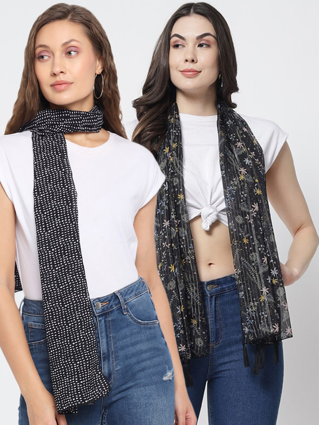 

Trend Arrest Women Set of 2 Black & White Printed Scarf