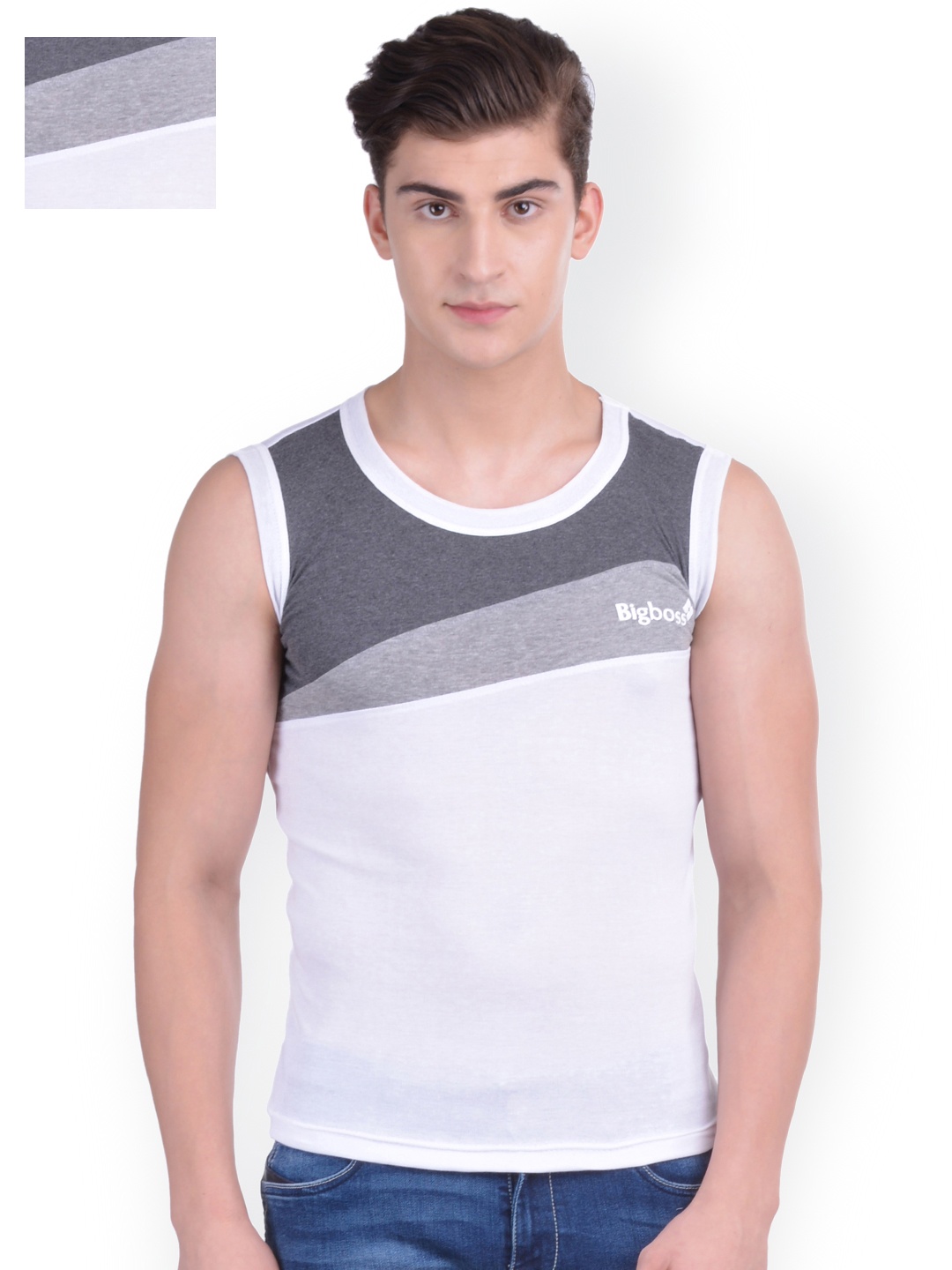 

Dollar Bigboss Men Pack of 2 Racerback Styled Gym Vest MDBB-13, White