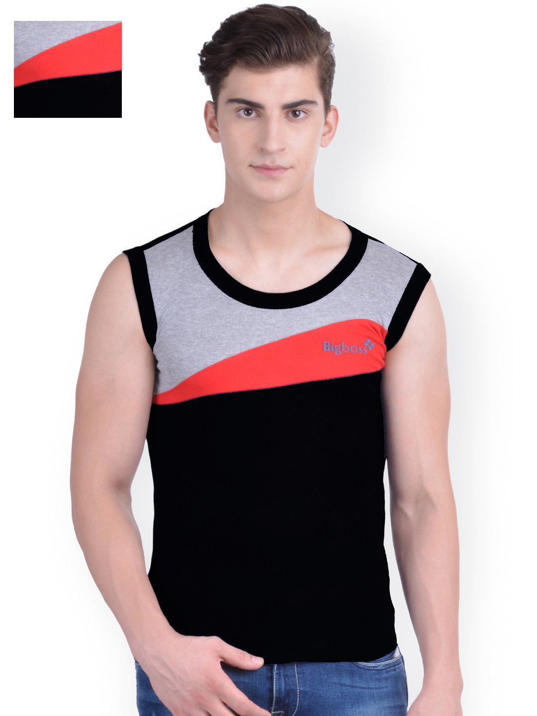 

Dollar Bigboss Men Solid Pack of 2 Combed Cotton Racerback Styled Gym Vest MDBB-13, Black