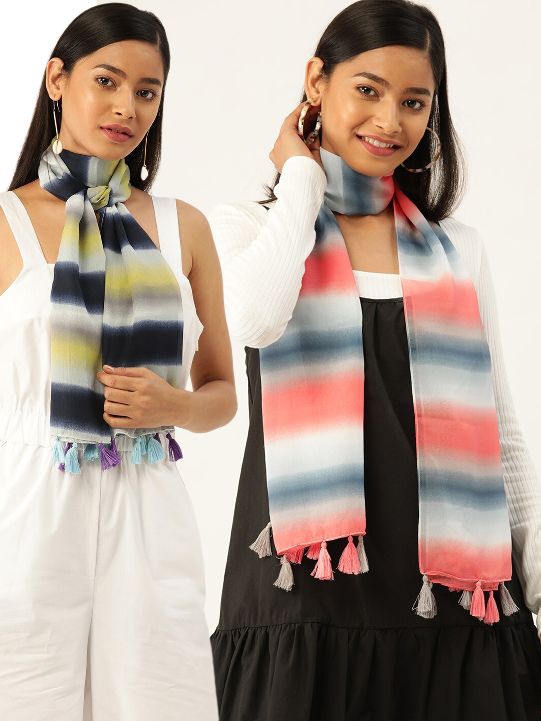 

Trend Arrest Women Pack of 2 Printed Scarves, White