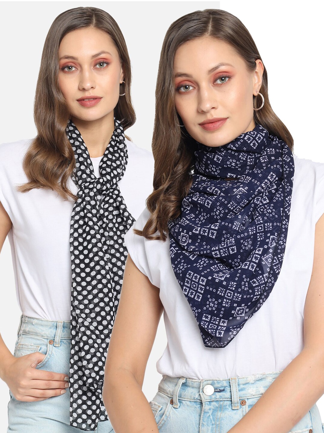 

Trend Arrest Women Set Of 2 Printed Scarves, Blue