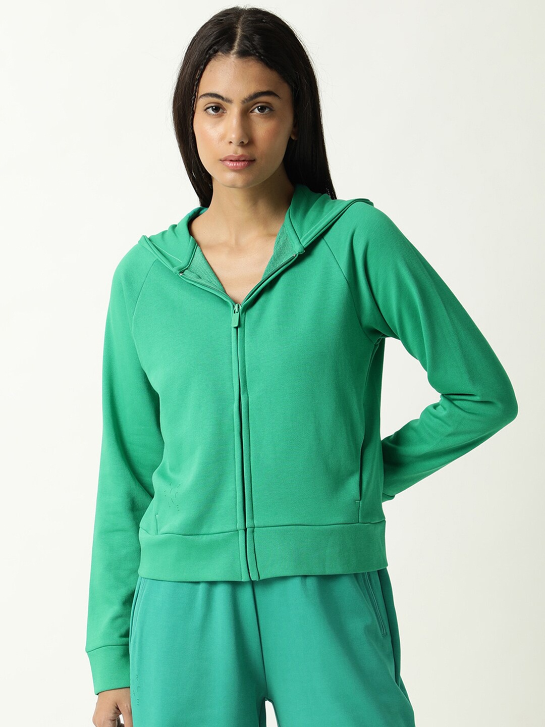 

ARTICALE Women Green Hooded Sweatshirt